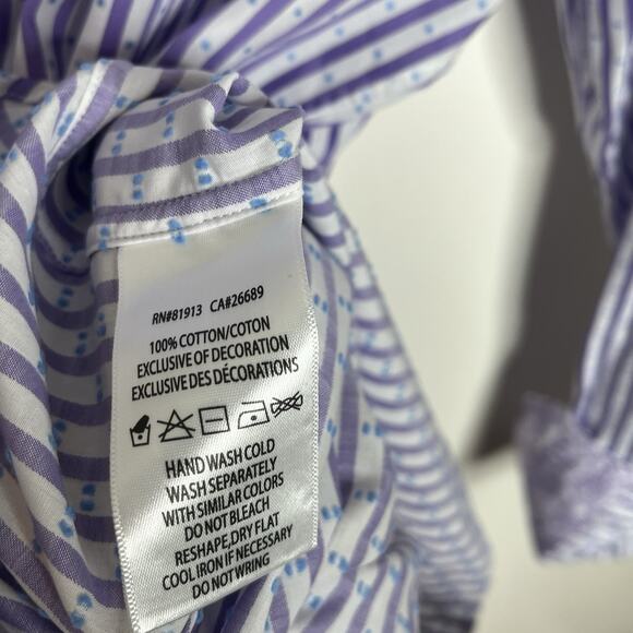 Robert Graham Classic Fit Striped Flip Cuff Button Up Shirt Mens XL Purple - Picture 8 of 9